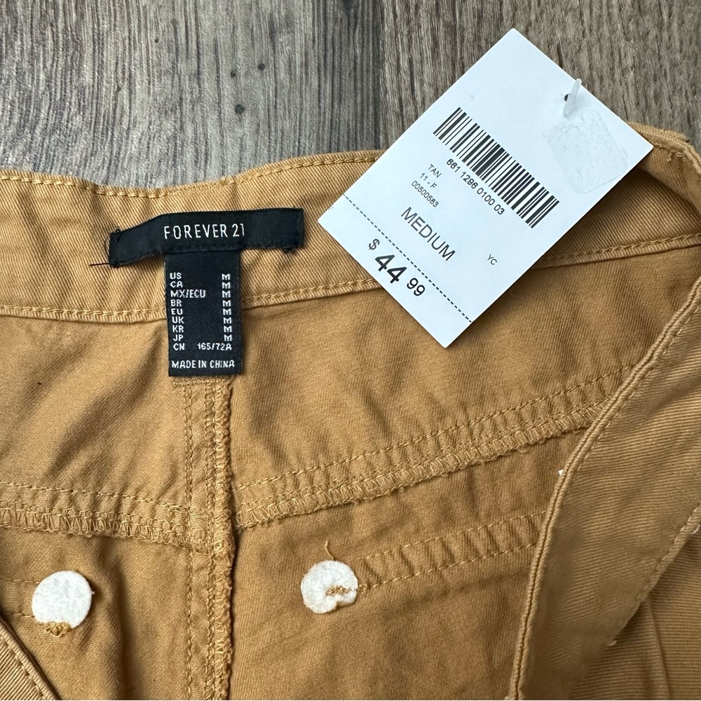 Forever 21 High-Rise Wide-Leg Cargo Brownish Tan Lightweight Pants Womens Size M - Picture 3 of 6